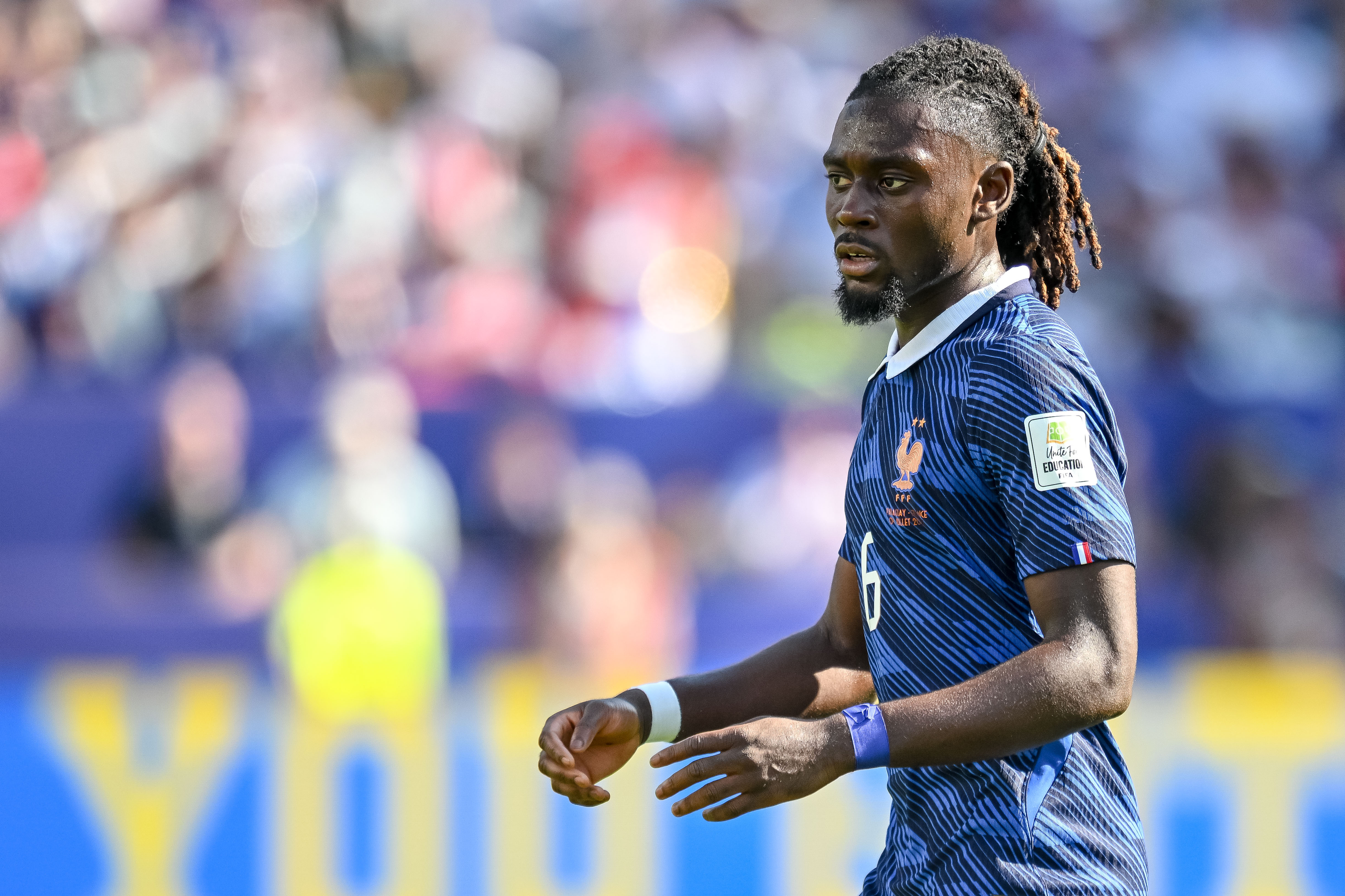 Manu Kone of France looks on during the FIFA World Cup 2026 Round of 16 match between Paraguay and France