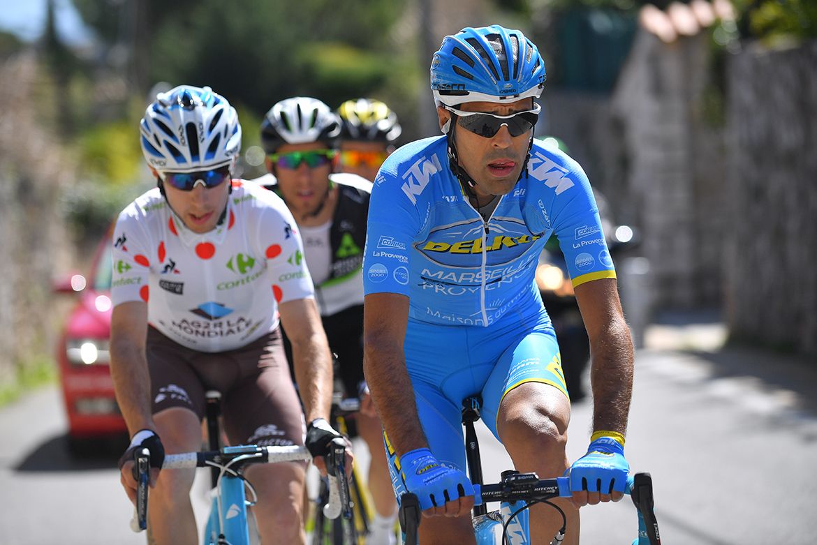 Delio Fernandez (Delko-Marseille) leads the early break.