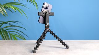 The Joby GripTight GorillaPod Magsafe with a blue background