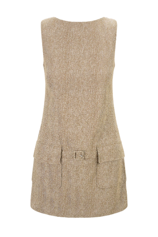 Staud Sheila Herringbone Sleeveless Minidress