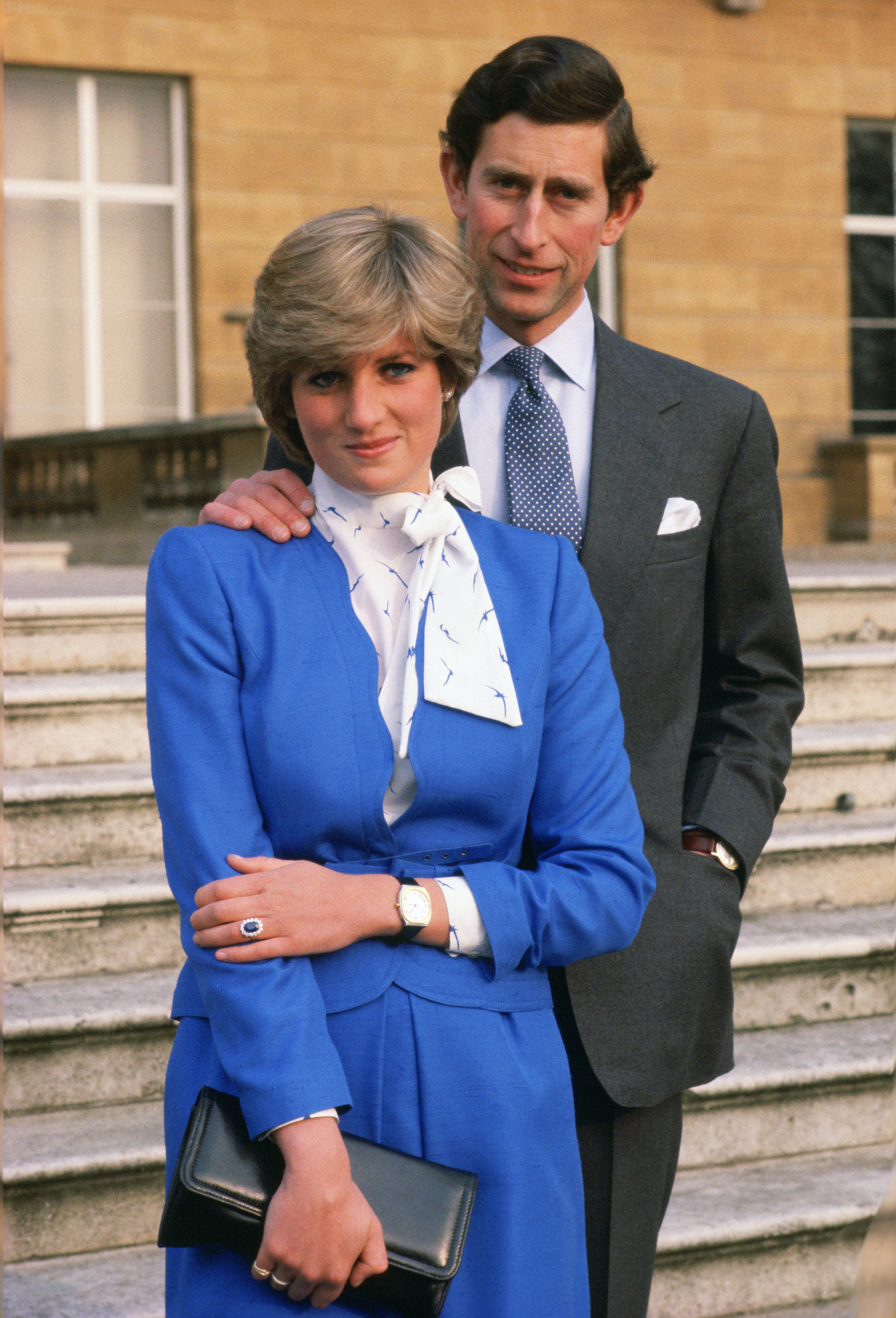 Lady Diana Spencer (later to become Princess of Wales) reveals her sapphire and diamond engagement ring (Photo by Tim Graham Photo Library via Getty Images)