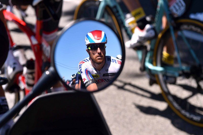 Luca Paolini in the moto mirror