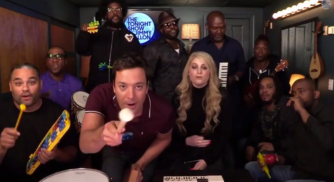 Jimmy Fallon, Meghan Trainor, and The Roots rock &amp;#039;All About That Bass&amp;#039; on toy instruments