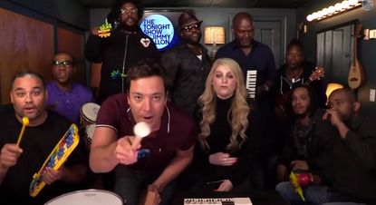 Jimmy Fallon, Meghan Trainor, and The Roots rock 'All About That Bass' on toy instruments