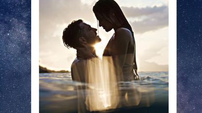 What are the most sexually satisfied star signs? Pictured: Romantic heterosexual couple relaxing in the water at beautiful sunset. Embracing and playing in the sea