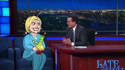 Stephen Colbert grills Cartoon Hillary Clinton about pneumonia