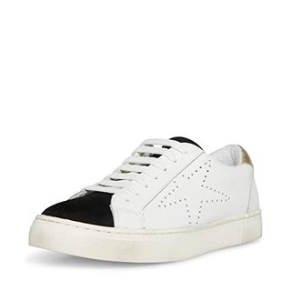 Steve Madden Women's Rezume Sneaker, White/Black, 5.5