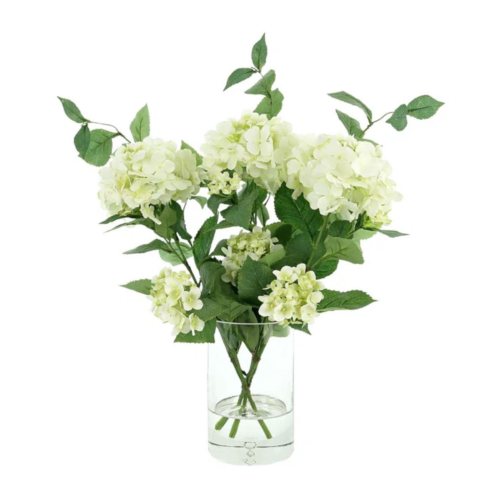 Hydrangea Floral Arrangement in Glass Vase at Wayfair