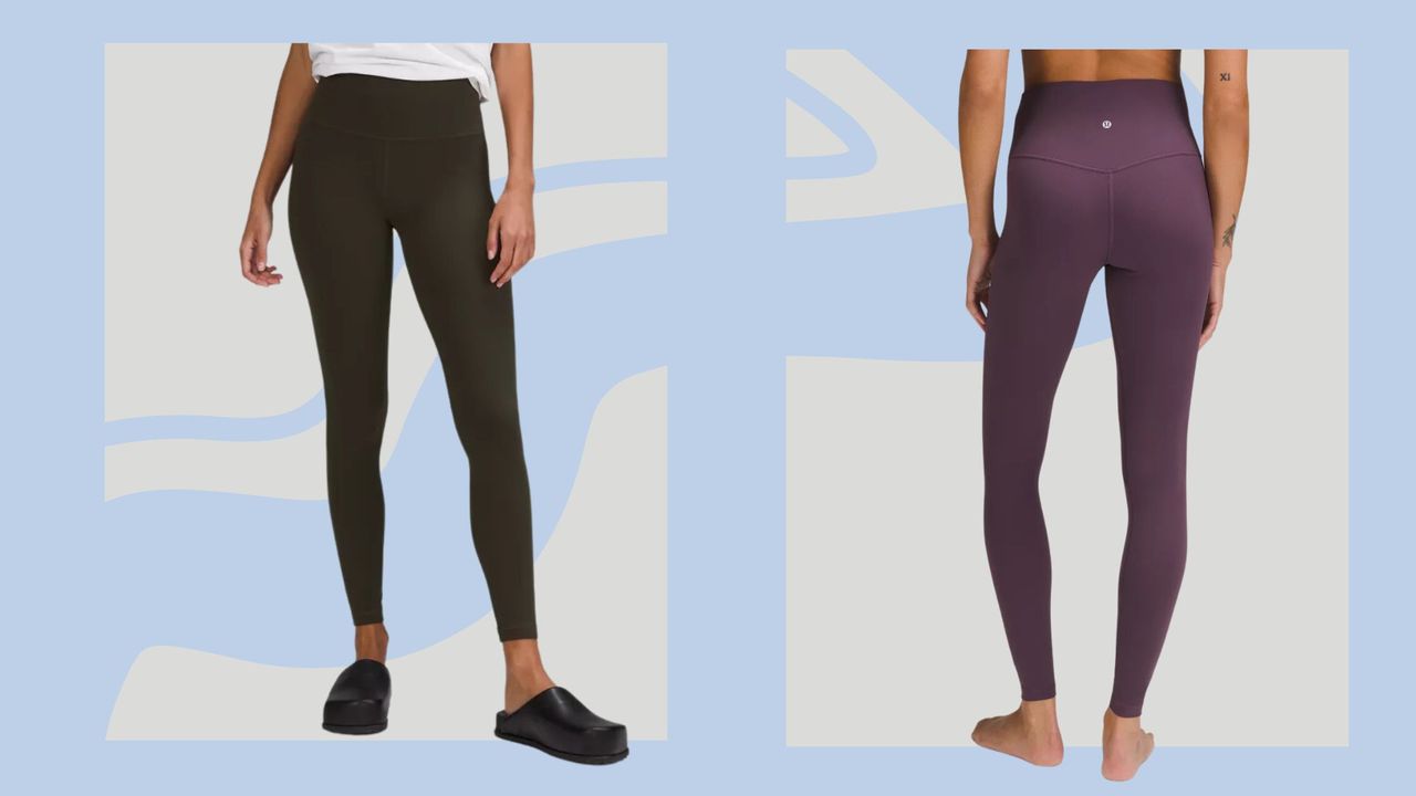 Leggings view from front and back in two colourways available in the Lululemon Align leggings deal