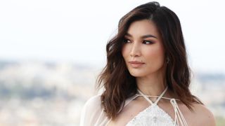 Gemma Chan sports caramel swirl one of the hottest autumn hair colors