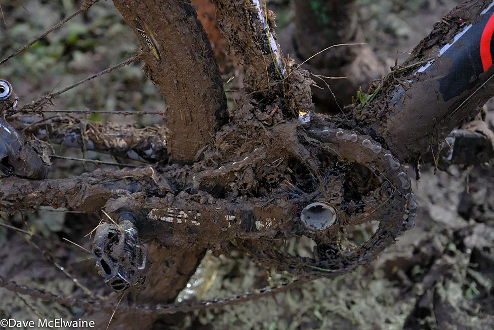 The mud was as thick as it could get. Many derailleurs were broken today