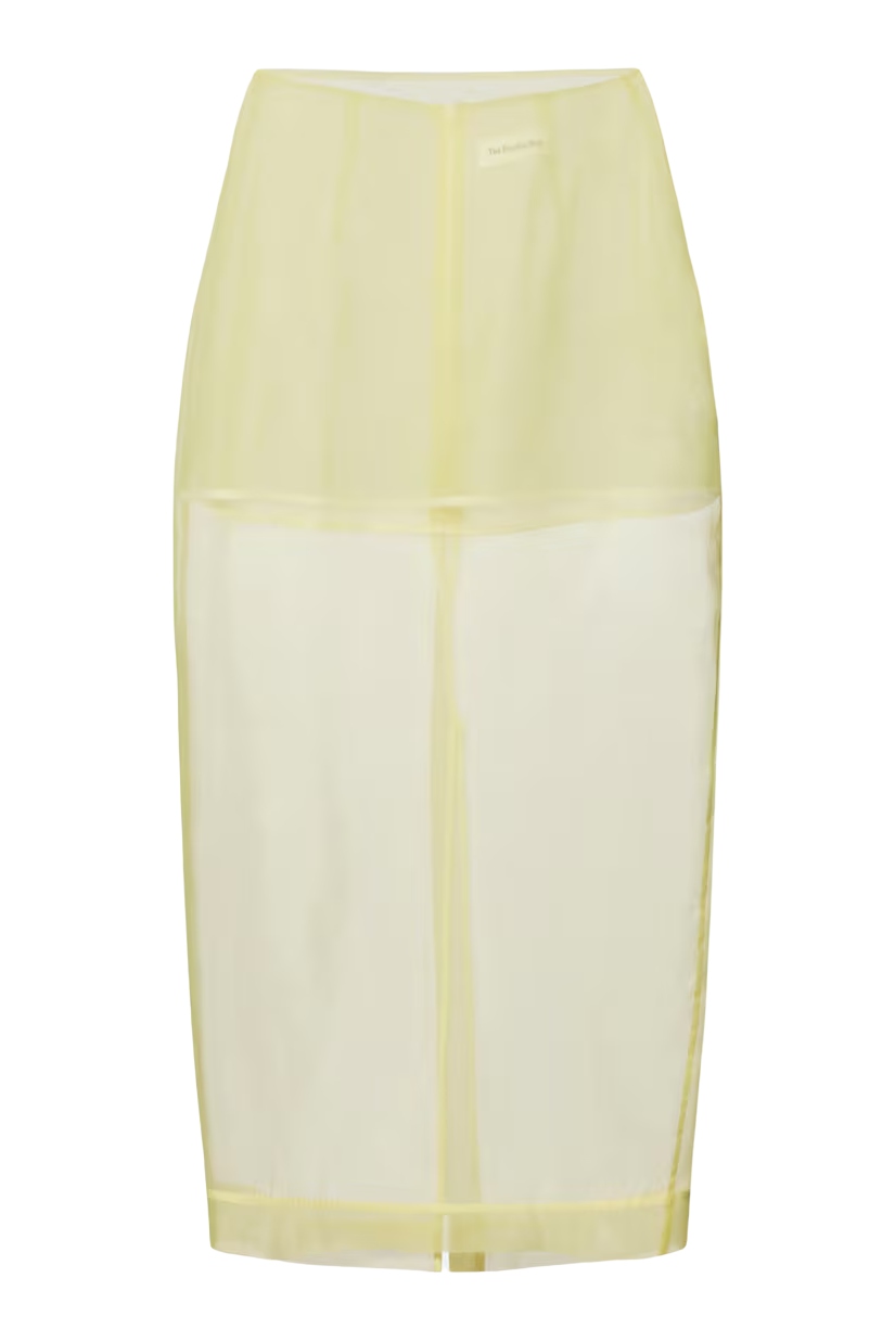 Sheer Silk-Blend Midi Skirt in Yellow