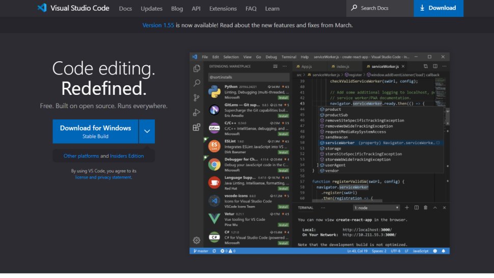 Website screenshot for Visual Studio Code