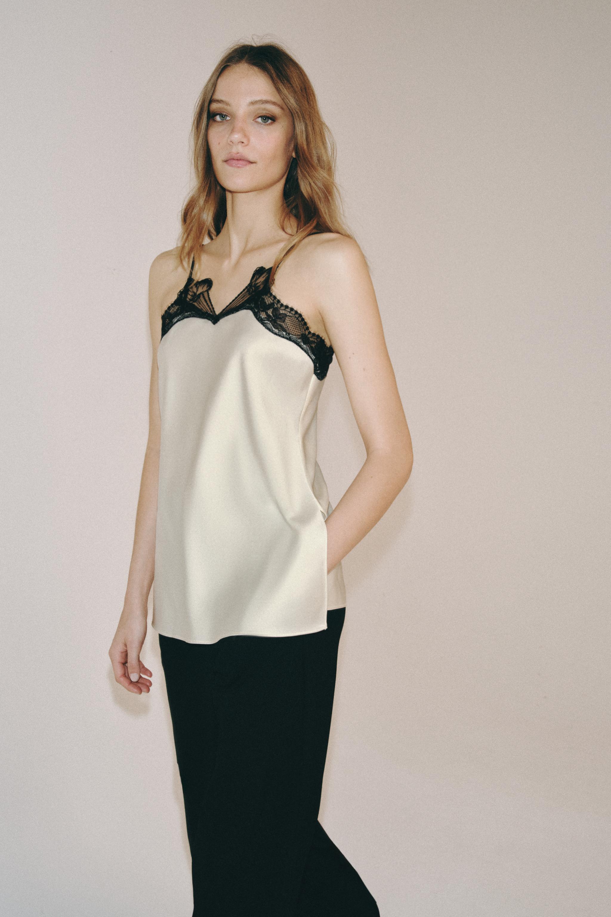 Zw Collection Contrast Lace Top
