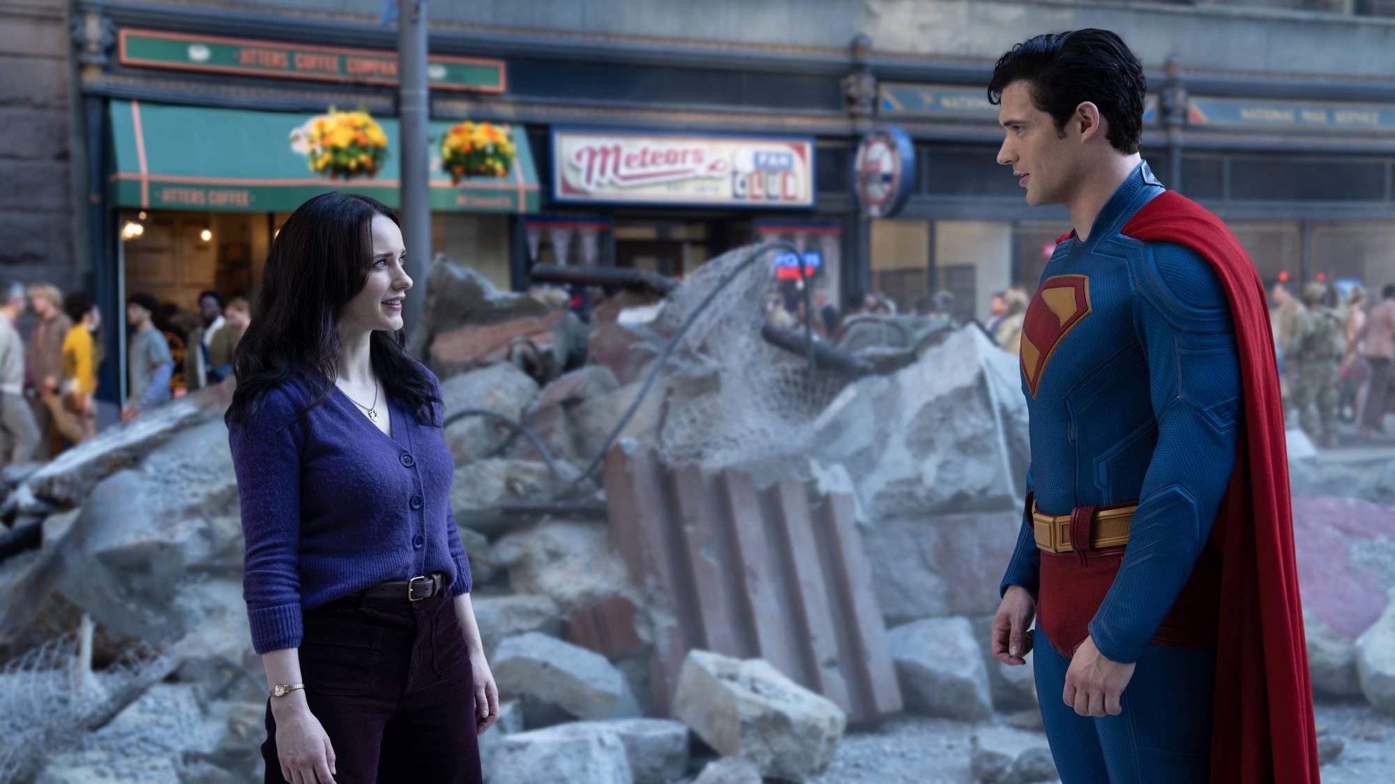 Rachel Brosnahan and David Corenswet in "Superman" (2025)