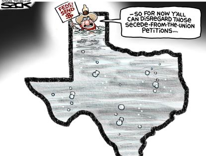 Political cartoon U.S. Texas Flooding
