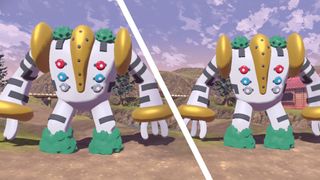 Regi Gigas comparison from Switch 2, with and without handheld boost