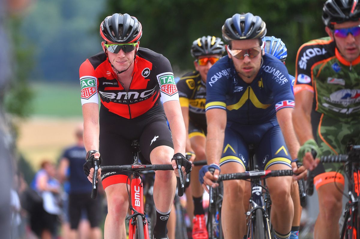 Nathan Van Hooydonck (BMC) riding next to Adam Blythe