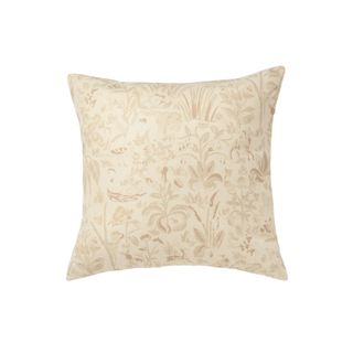 Neutral throw pillow with beige print