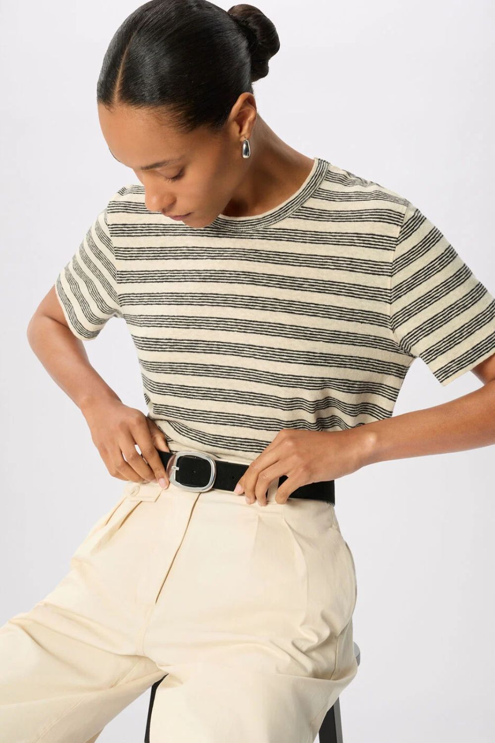 Whistles, Yellow Stripe Linen T-Shirt