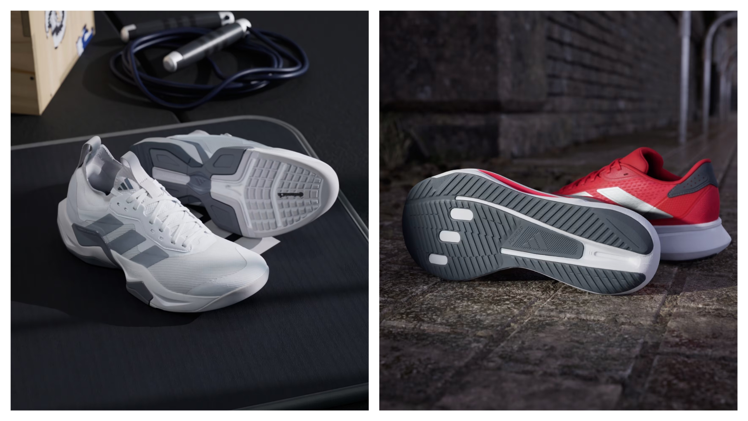 Adidas trainers on their side