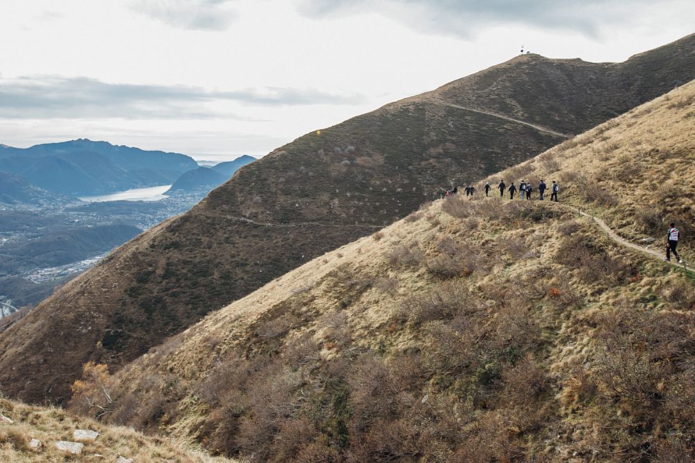 The team hikes on Monte Tamaro