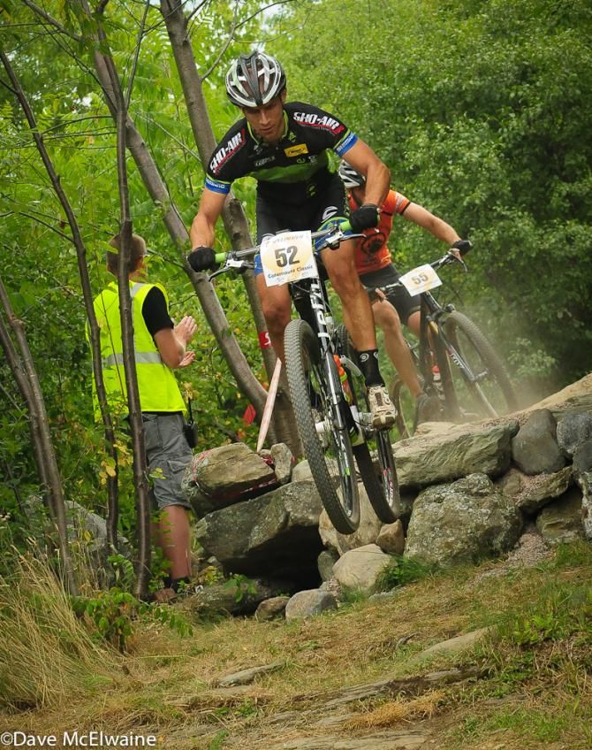 Riders taking the final A-line drop