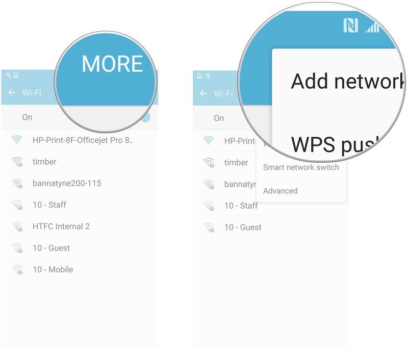 Tap more, tap add network