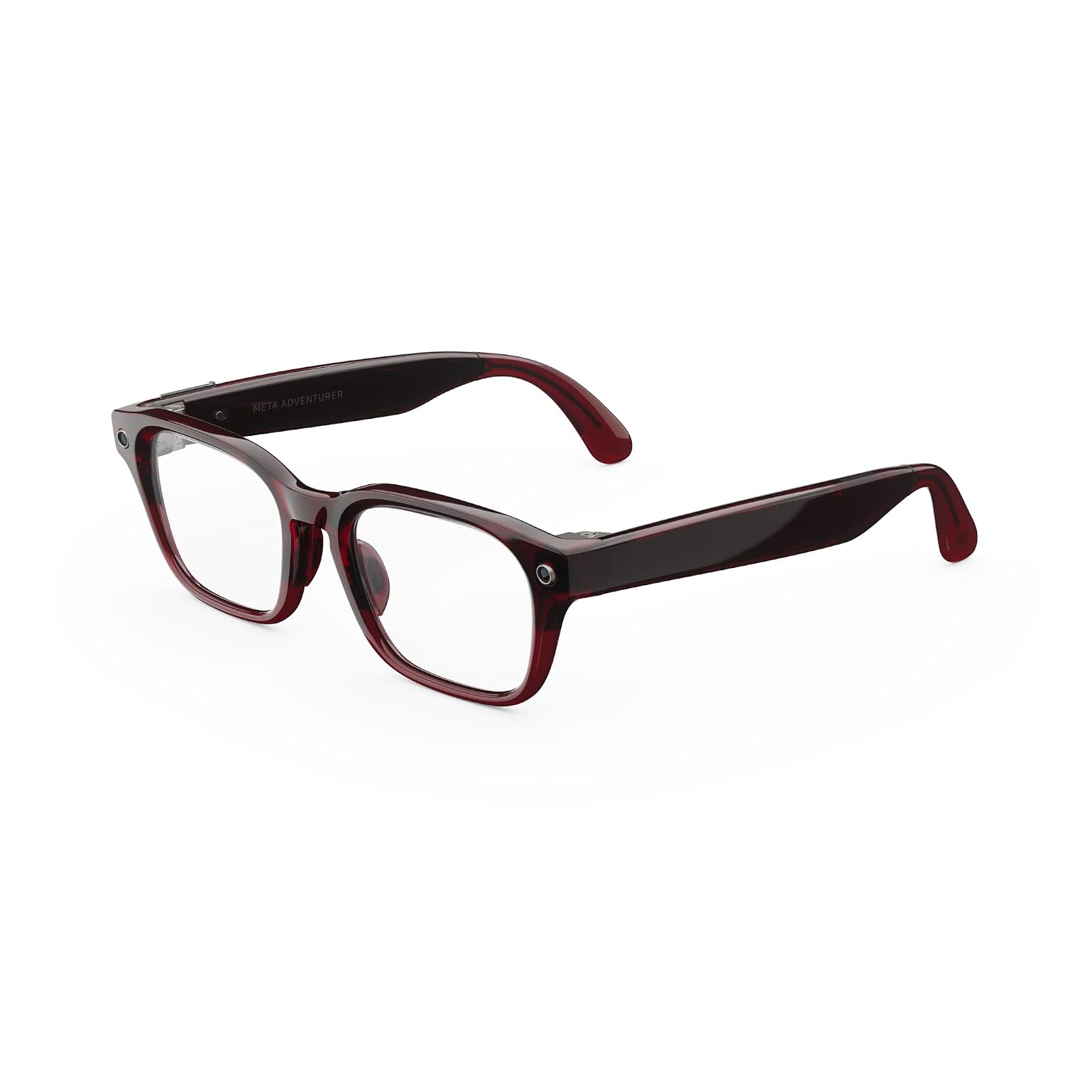 An official product render of Meta Adventurer smart glasses in the Merlot colorway