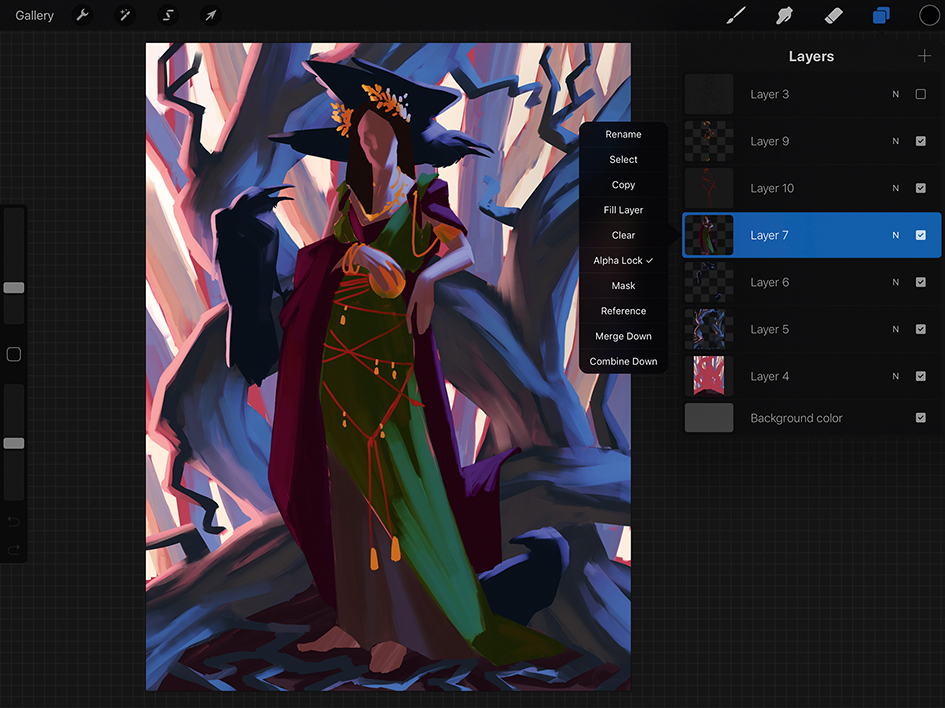 Procreate tutorial: dramatic female figure