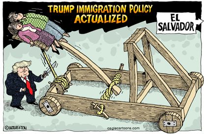 Political cartoon U.S. Trump immigration El Salvador