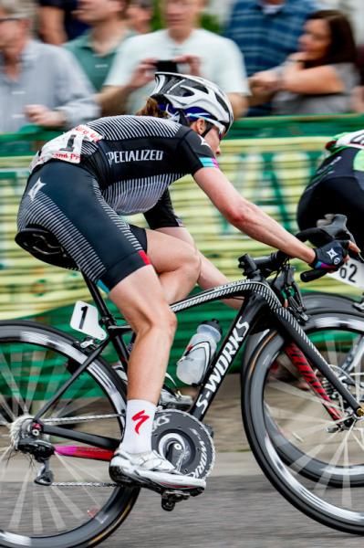 Amber Neben (Specialized-Lululemon) in one of the tight turns.