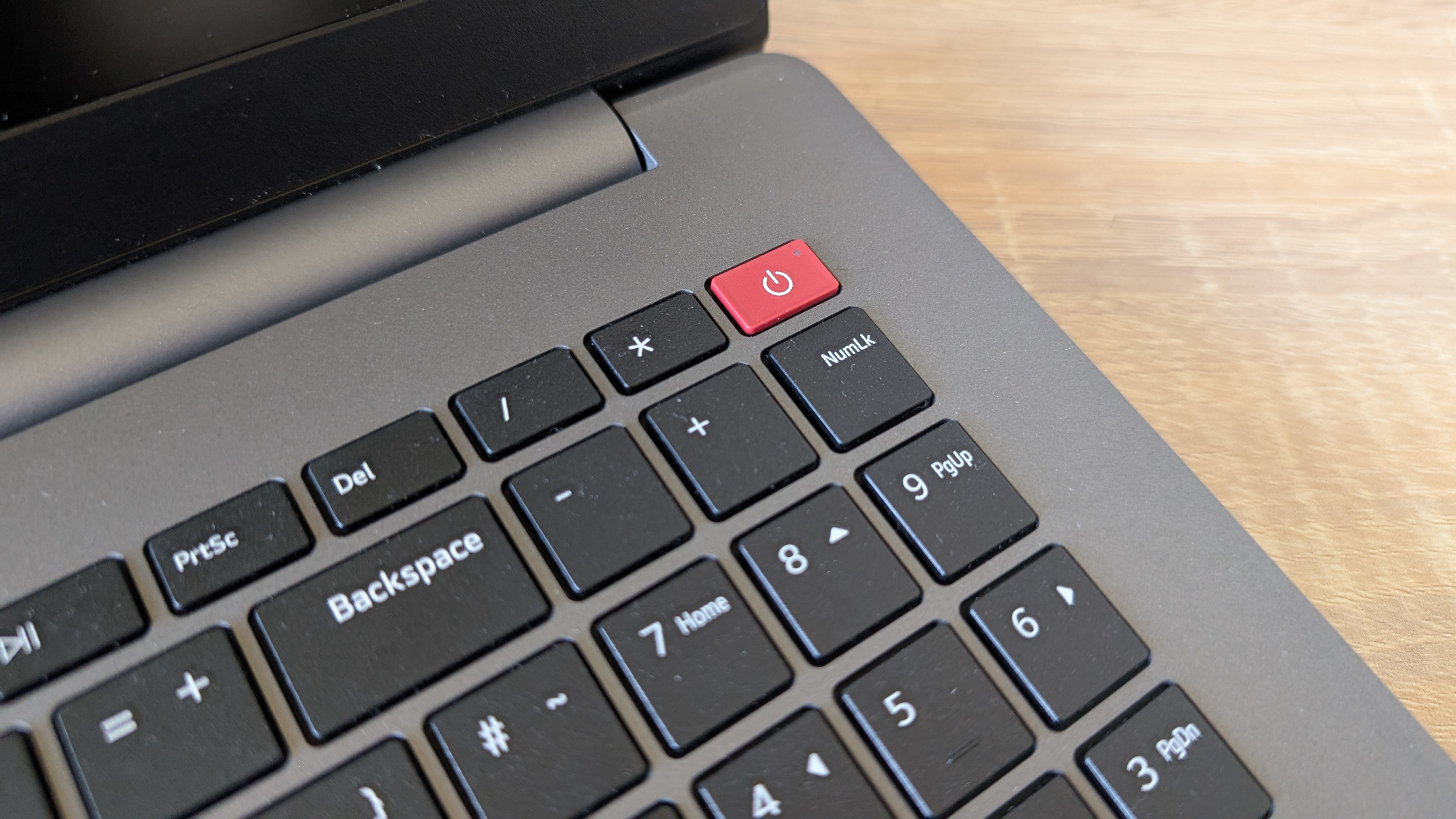 The LG Gram Book laptop pictured on a wooden desk.