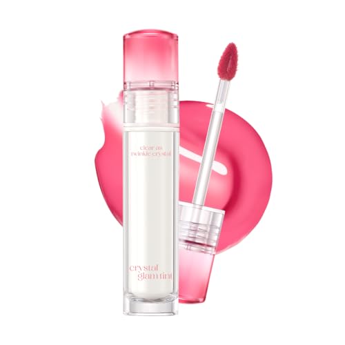 Clio Crystal Glam Tint, Glossy Lip Tint With Glass-Like Shine, Lightweight Buildable Lip Stain, Long-Lasting Pigmented Color, Non-Sticky, Korean Lip Tint, Safe for Sensitive Lips (003 Blushed Peach)