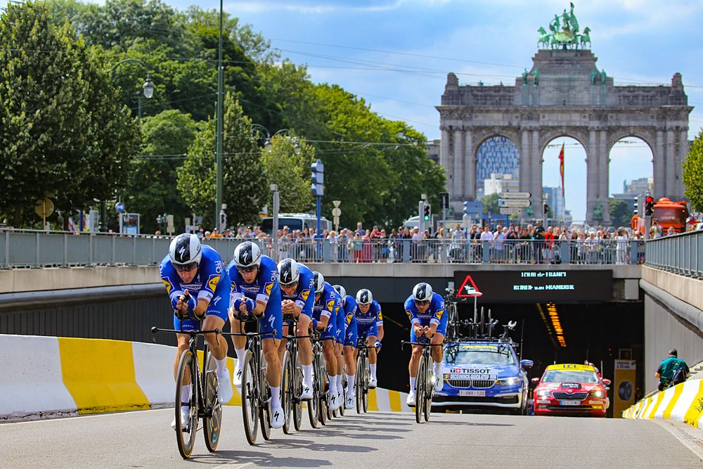 Deceuninck-QuickStep during the team time trial at the Tour de France