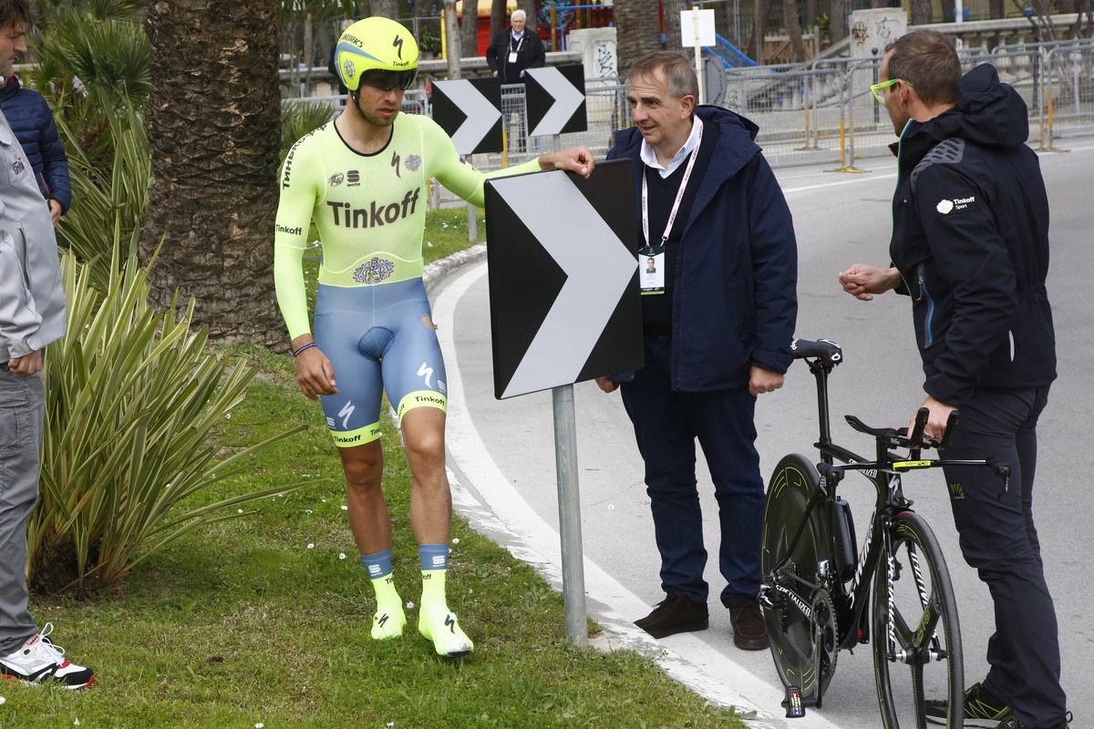 Adam Blythe receiving a helping hand after his crash