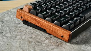 The Keychron K2 HE keyboard in black and wood effect