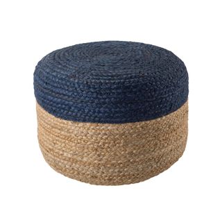 Sand & Stable Teele Upholstered Pouf with blue on the top