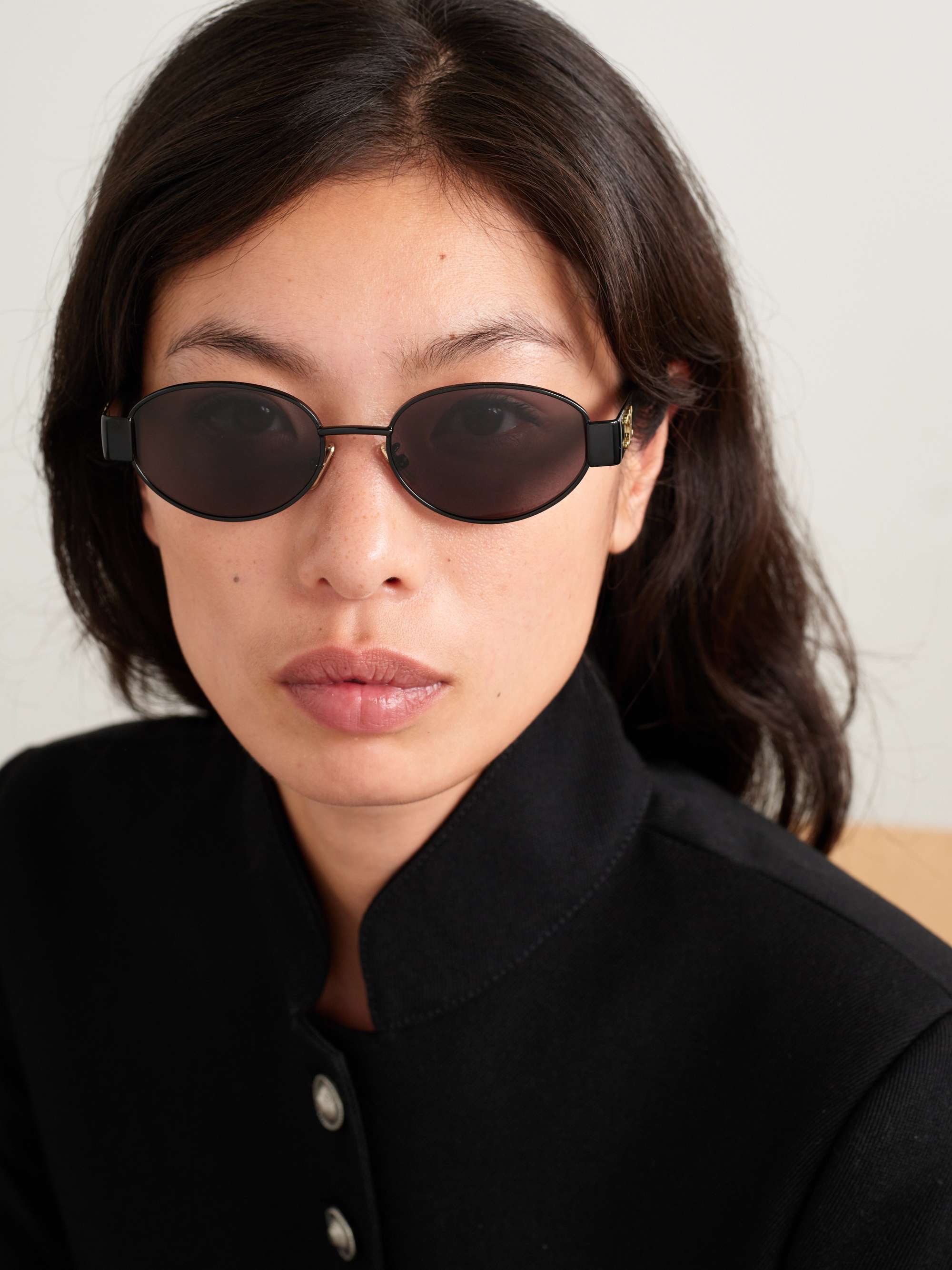 Oval-Frame Metal and Acetate Sunglasses