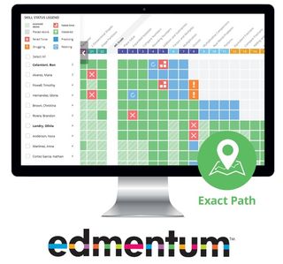 Edmentum Exact Path demonstration display with spreadsheet.