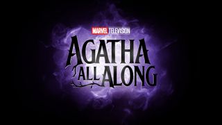 El logotipo oficial de la serie de televisión Agatha All Along de Marvel Studios, que muestra una escritura negra sobre un fondo morado y negro.