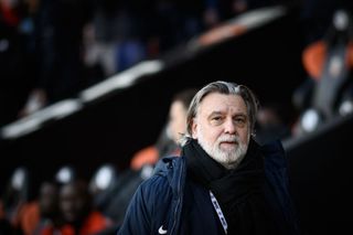 Montpellier Herault SC French president Laurent Nicollin arrives to attend the French L1 football match between FC Lorient and Montpellier Herault SC at the Yves Allainmat - Le Moustoir stadium in Lorient on December 29, 2022. (Photo by LOIC VENANCE / AFP) (Photo by LOIC VENANCE/AFP via Getty Images)