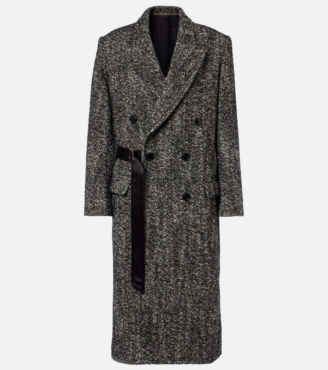 Ebyane Chevron Wool-Blend Tweed Coat