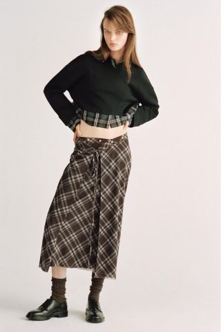 Zara Check Tulle Wrap Skirt