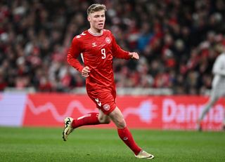 Denmark Euro 2024 squad Rasmus Højlund of Denmark in action during the international friendly match between Denmark and Switzerland at Parken Stadium on March 23, 2024 in Copenhagen, Denmark. (Photo by Stuart Franklin/Getty Images)