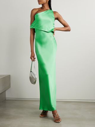 STAUD, Naomi One-Shoulder Layered Satin Maxi Dress