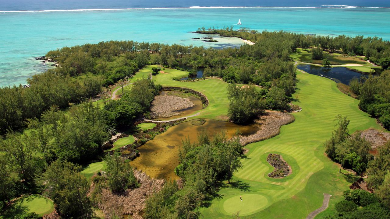 The outstandingly beautiful island of Mauritius is home to some equally scenic golf - Ile Aux Cerfs - Aerial