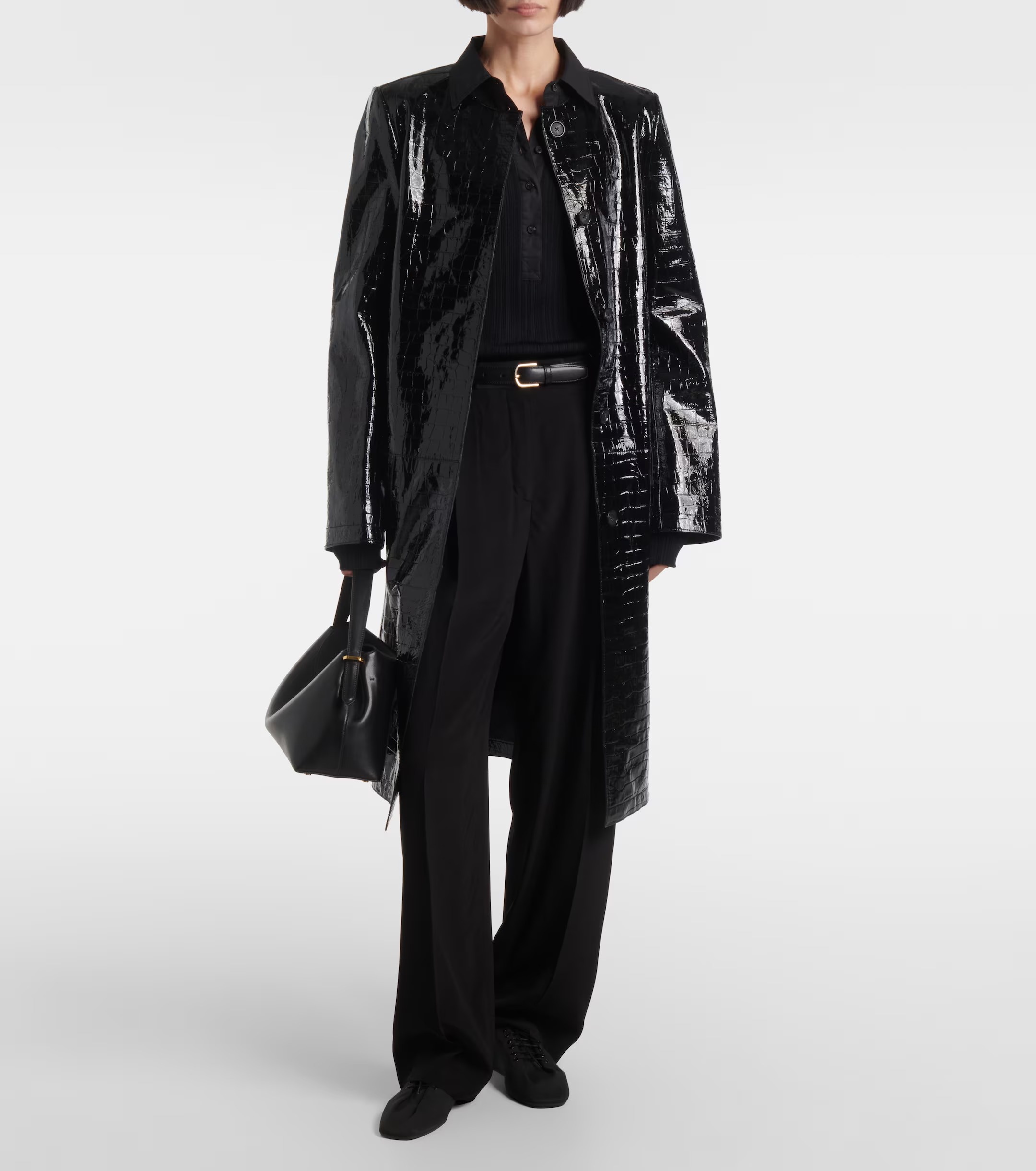 Toteme, Croc-Effect Embossed Leather Coat