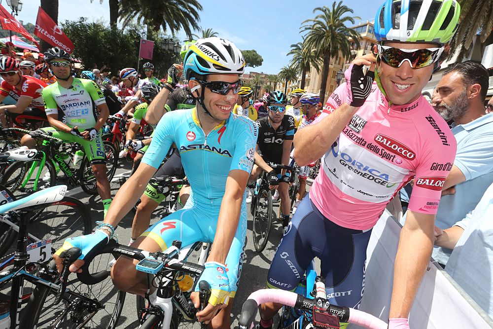 Fabio Aru and Michael Matthews before the start