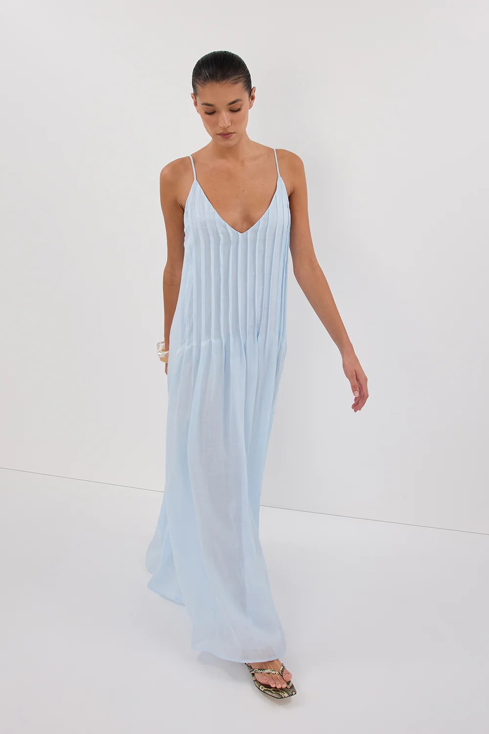 dissh, TAHLIA CORNFLOWER RAMIE MIDI DRESS